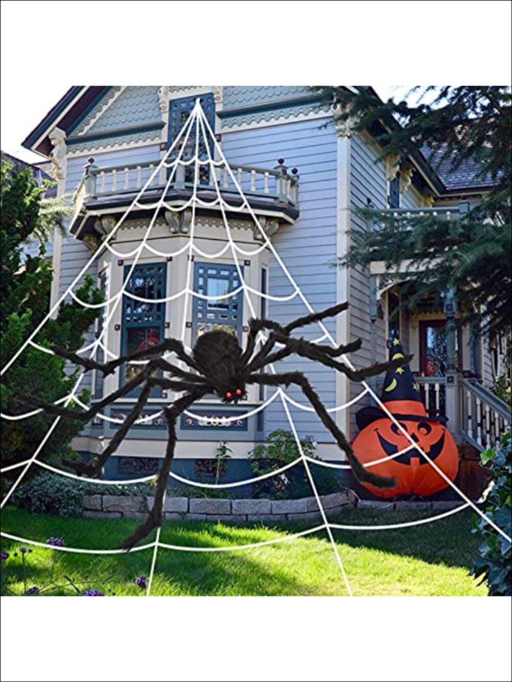 200" Giant Spider Web Outdoor Halloween Decoration with 59" Spider